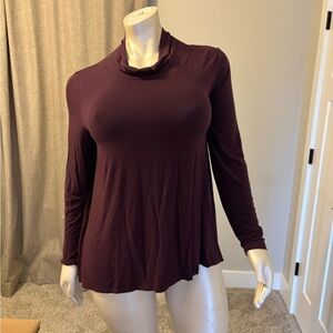 Women’s Long Sleeve Cowl Neck Top - Deep Plum